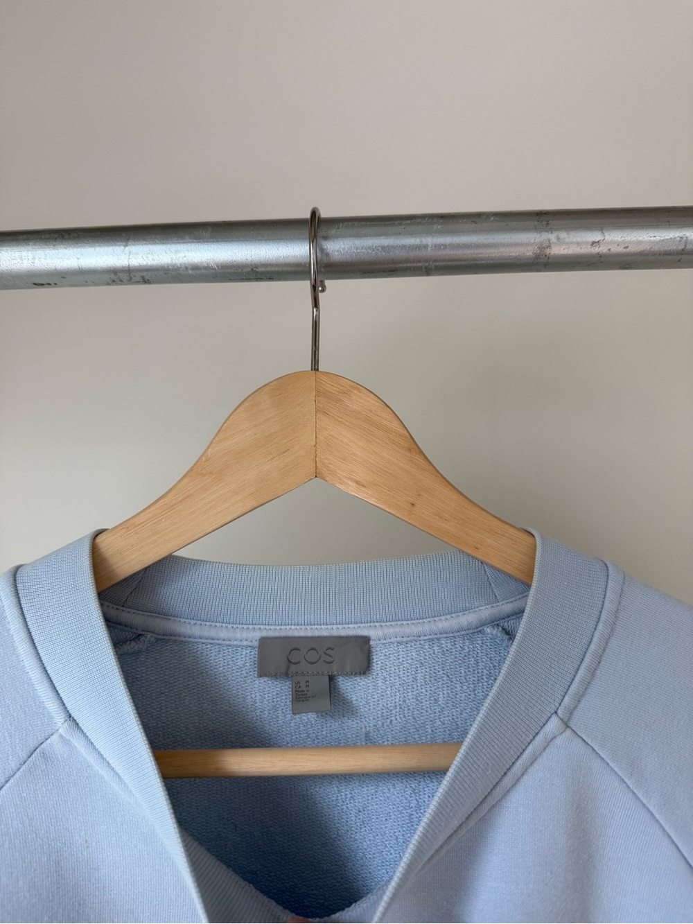 COS Boxy Raglan Sleeve Baby Blue Crewneck Sweater - Picture 3 of 4